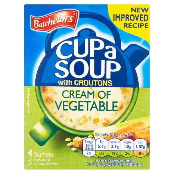 Batchelors Cup a Soup Cream of Vegetable w Croutons - 4Pk