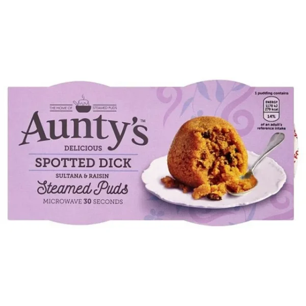 Auntys Spotted Dick Steamed Puds 2Pk