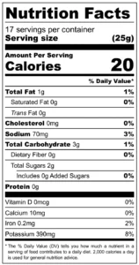 Tomato Onion Relish Nutrition Label Only